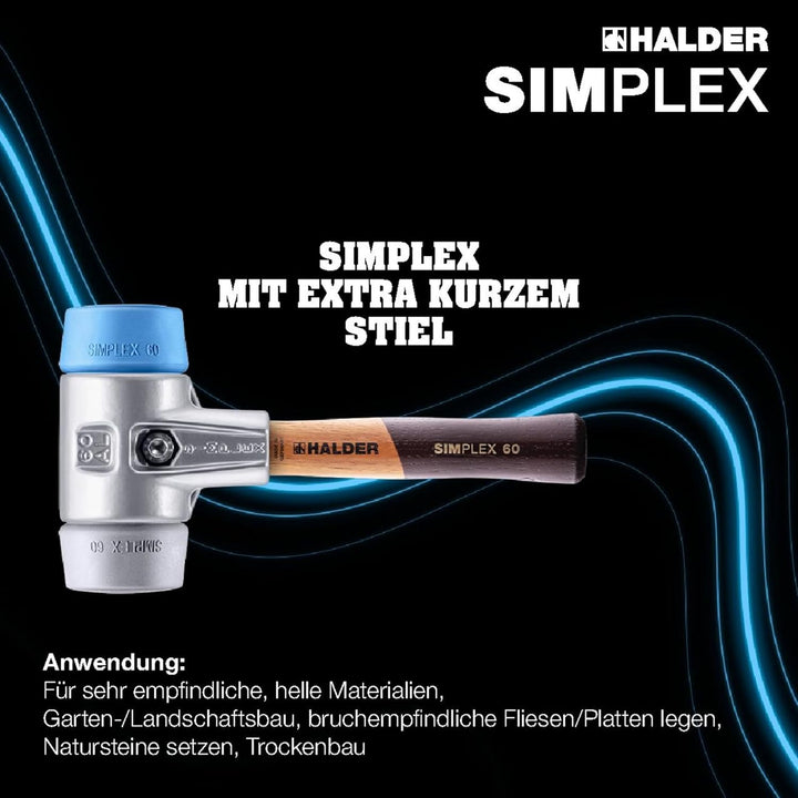 Simplex - Schonhammer, TPE-soft/TPE-mid; mit Aluminiumgehäuse und hochwertigem extra kurzen Holzstie
