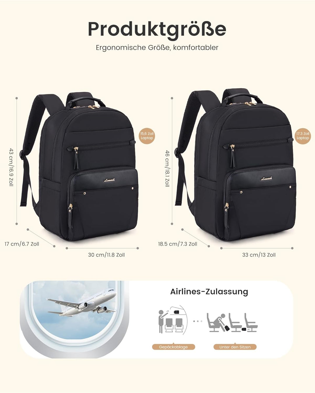 LOVEVOOK Laptop Rucksack Damen, Wasserdicht 15,6 Zoll Arbeitsrucksack Schulrucksack Teenager für Gro