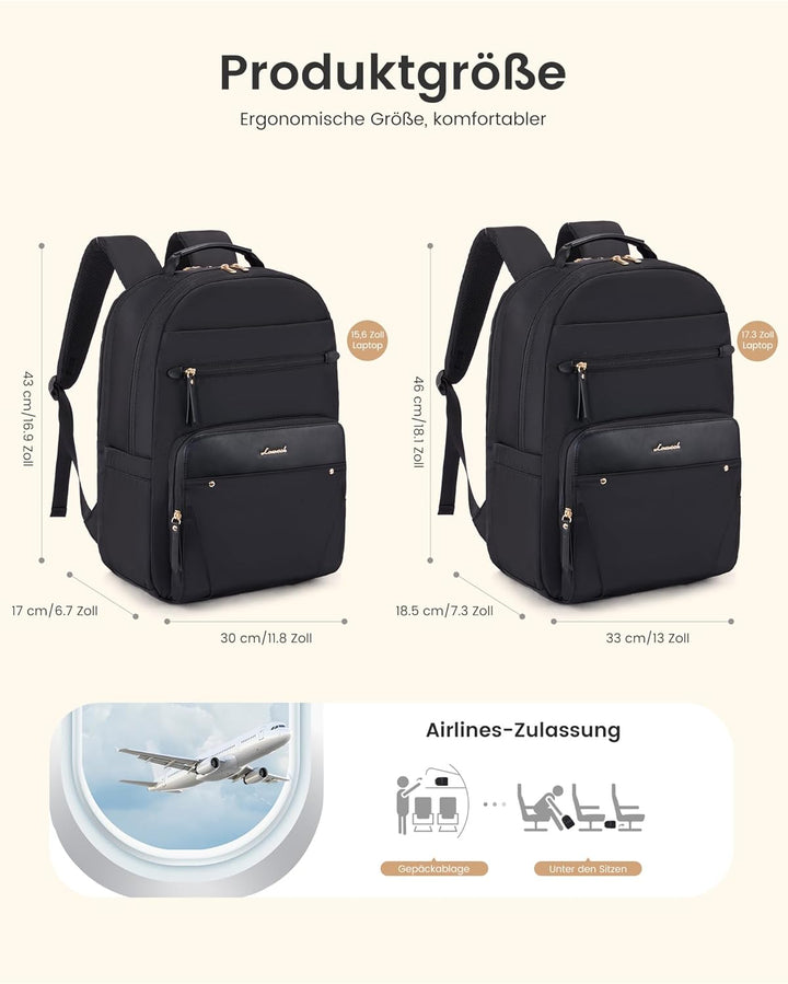 LOVEVOOK Laptop Rucksack Damen, Wasserdicht 15,6 Zoll Arbeitsrucksack Schulrucksack Teenager für Gro