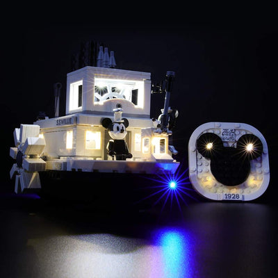 BRIKSMAX Led Beleuchtungsset für Disney Mickey's Steamboat Willie, Kompatibel Mit Lego 21317 Baustei