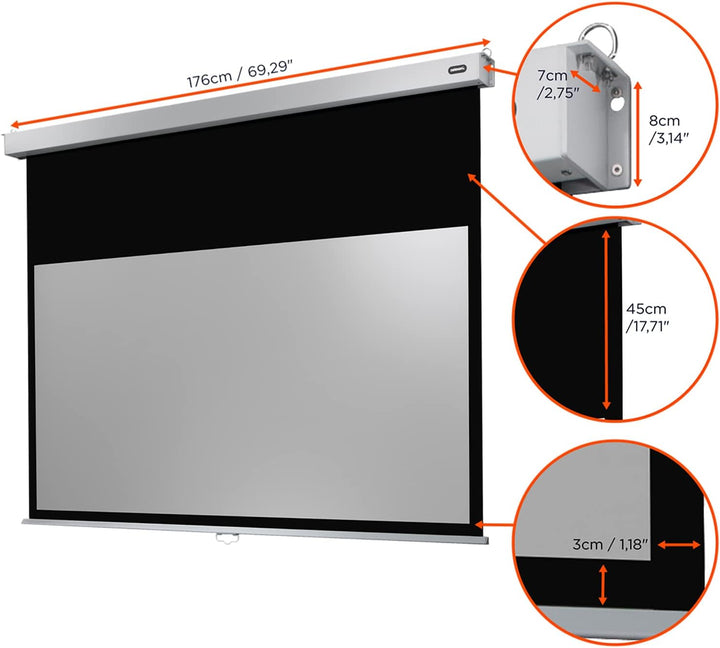 celexon manuell ausziehbare Heimkino- und Business-Rollo-Beamer-Leinwand 4K und Full-HD mit Slow-Ret