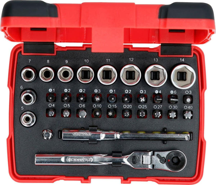 KS Tools 918.3005 1/4" TORSIONpower Bit-Stecknuss-Box, 33-tlg.