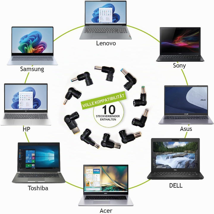 Tecnoware Universal-Ladegerät 95W für Notebook - Netzteil für PC mit 10 Steckverbindern kompatibel m
