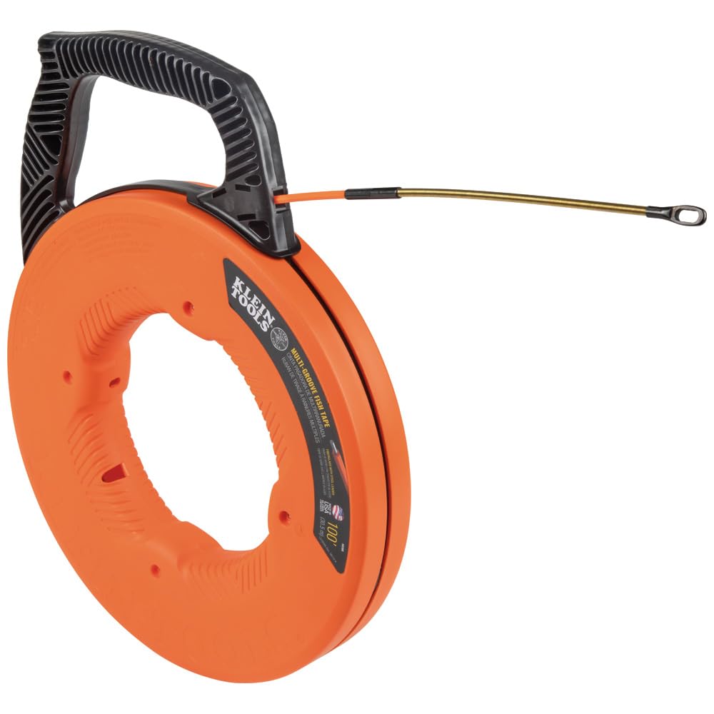 Klein Tools 56380 Fischband, Mehrrillen-Fiberglas-Drahtabzieher mit Spiralstahlvorfach, optimiertes