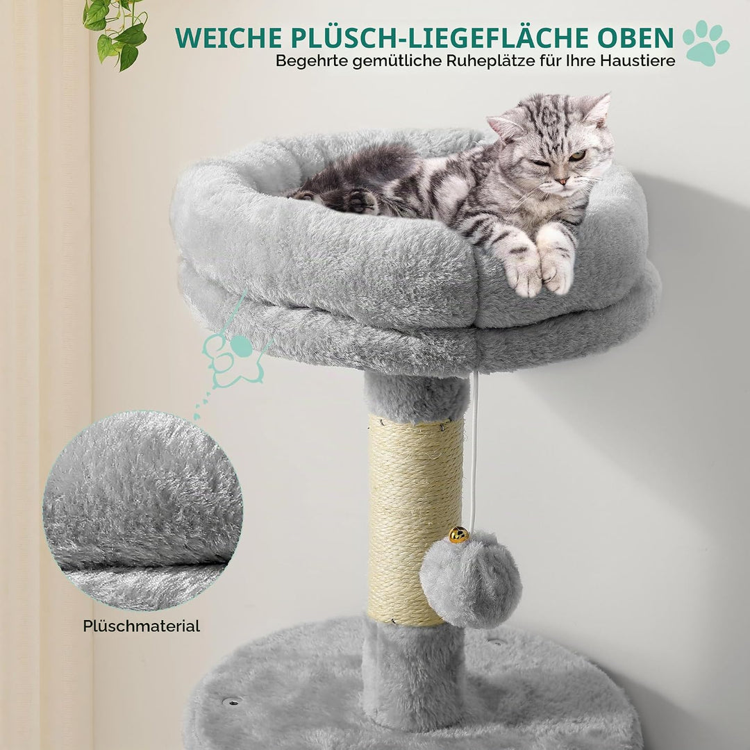 YITAHOME Kratzbaum, Stabiler Kratzbaum für Katzen, mehrstöckiger Kletterbaum mit Hängematte, hohes,