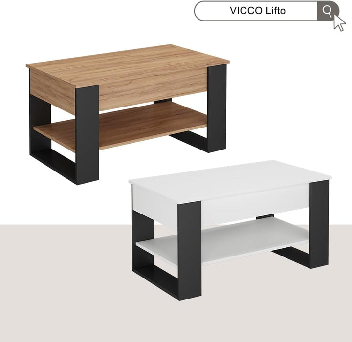 Vicco Couchtisch Lifto, Eiche/Anthrazit, 92 x 51 cm mit Liftfunktion, Oak/Anthracite