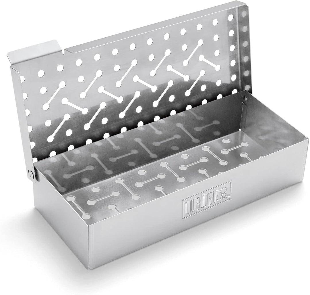 Weber 6469 Original Rib and Roast Holder & 7576 Räucherbox universal, Räuchern, für Gas- und Holzkoh