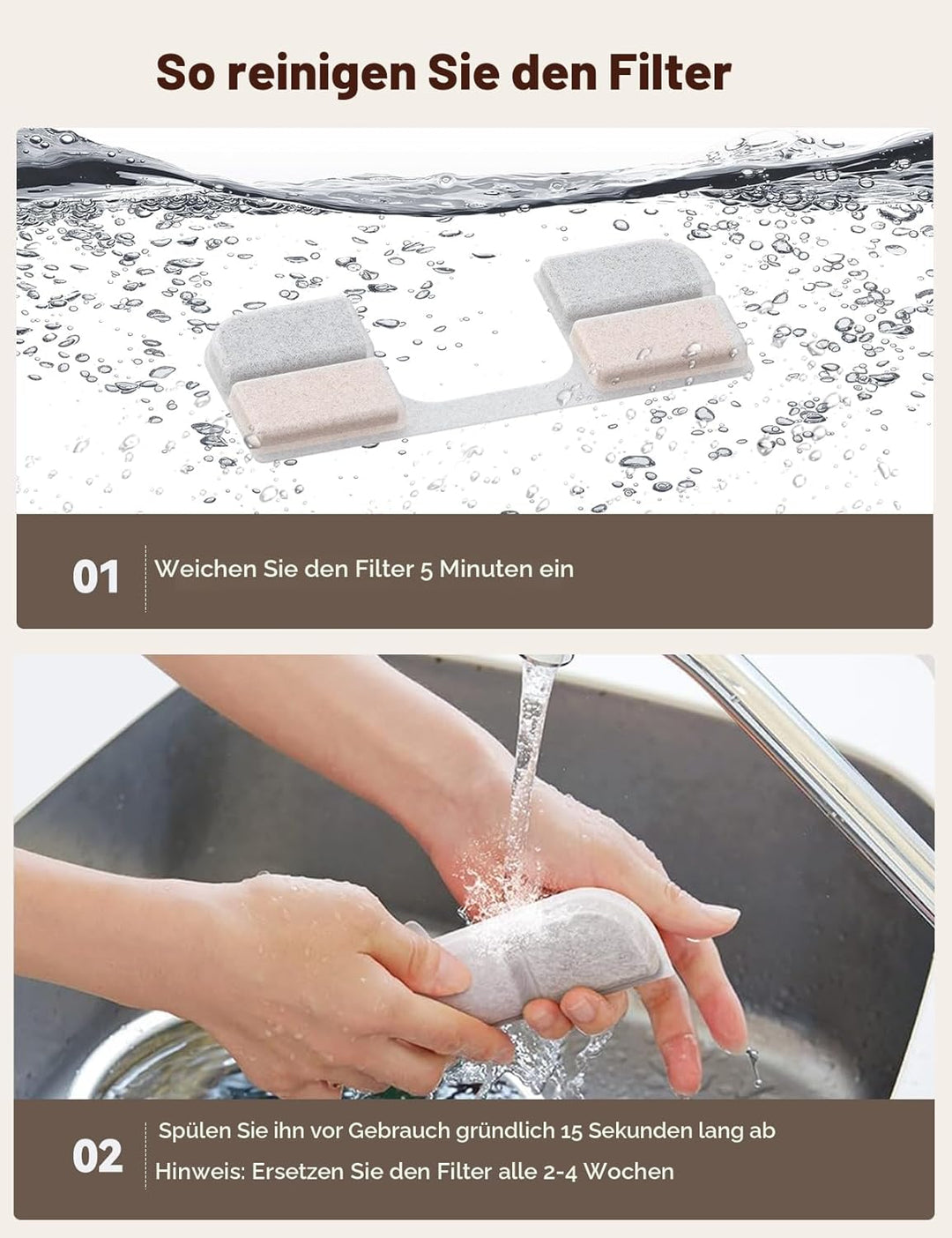 6 Pack Filter für Katzentrinkbrunnen & 6 Pack Schwämme Filterersatz, Katzentrinkbrunnenfilter für 3.
