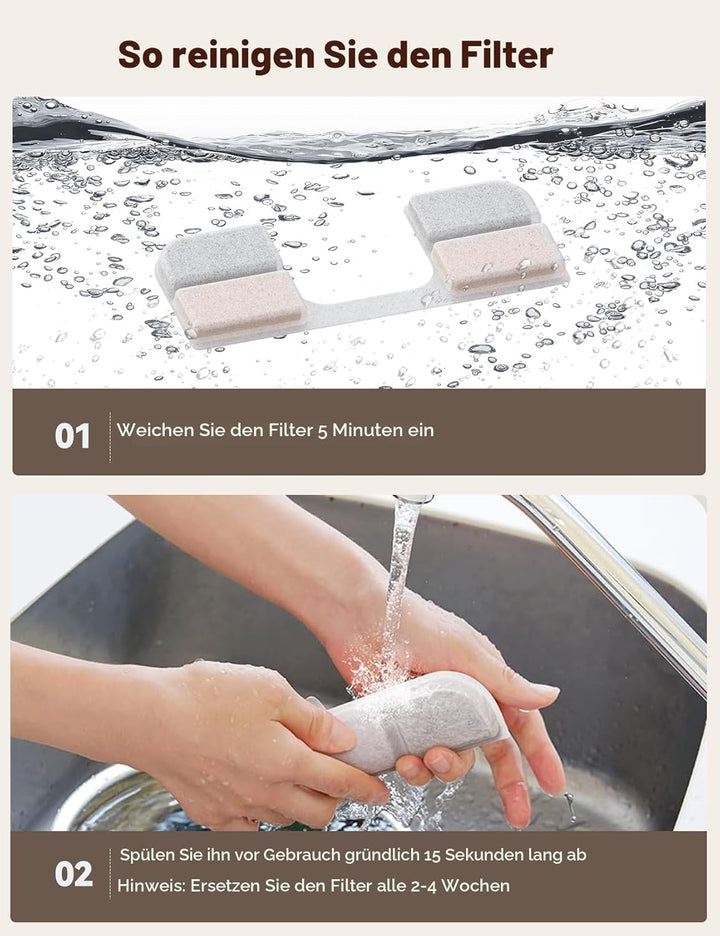 6 Pack Filter für Katzentrinkbrunnen & 6 Pack Schwämme Filterersatz, Katzentrinkbrunnenfilter für 3.