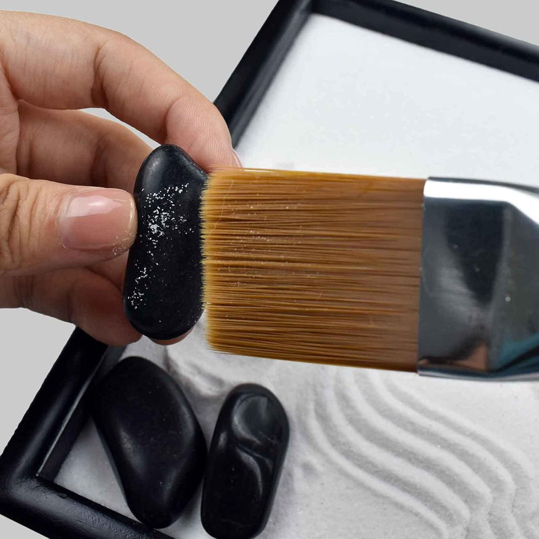 Artcome Japanese Zen Sand Garden for Desk with Rake, Stand, Rocks and Mini Furnishing Articles - Off