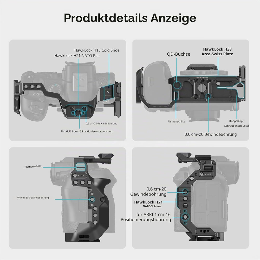 SMALLRIG R6 Mark II Kamerakäfig für Canon, Formschlüssiges Videokamera-Rig für Canon R6 Mark II, Ein