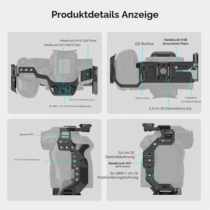 SMALLRIG R6 Mark II Kamerakäfig für Canon, Formschlüssiges Videokamera-Rig für Canon R6 Mark II, Ein