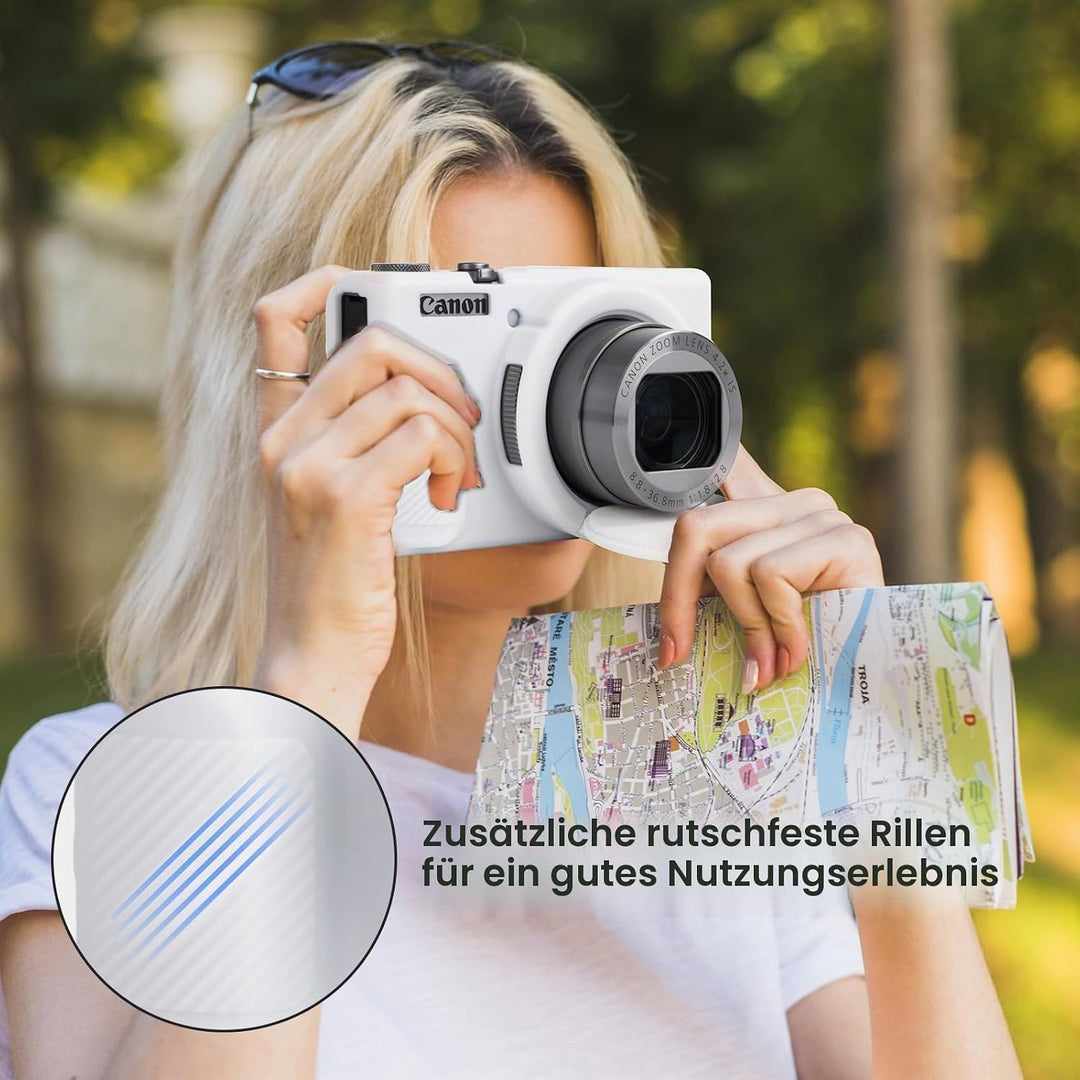 Rieibi Silikon-Schutzhülle für Canon G7X Mark III Hülle, G7X Mark III Zubehör mit 2 Stück Displaysch