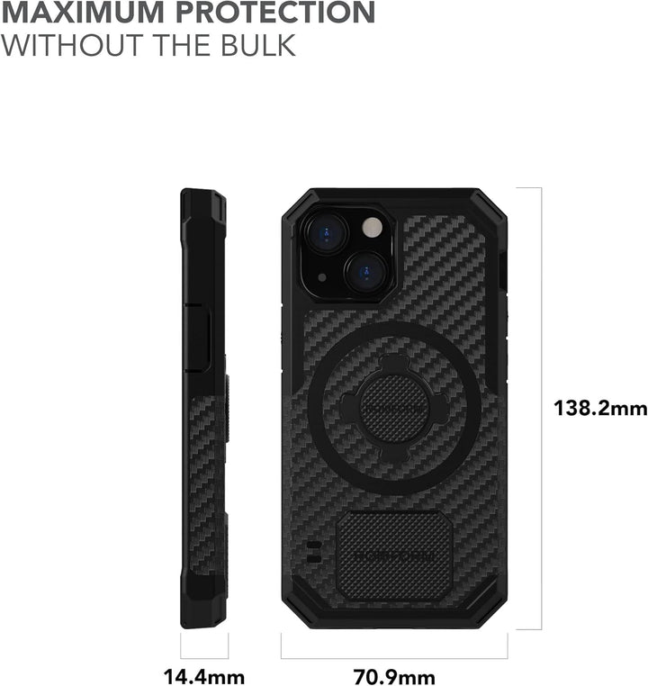 Rokform - iPhone 13 Mini Hülle, Rugged Series, Dual Magnet Plus MagSafe kompatibel, magnetische Schu