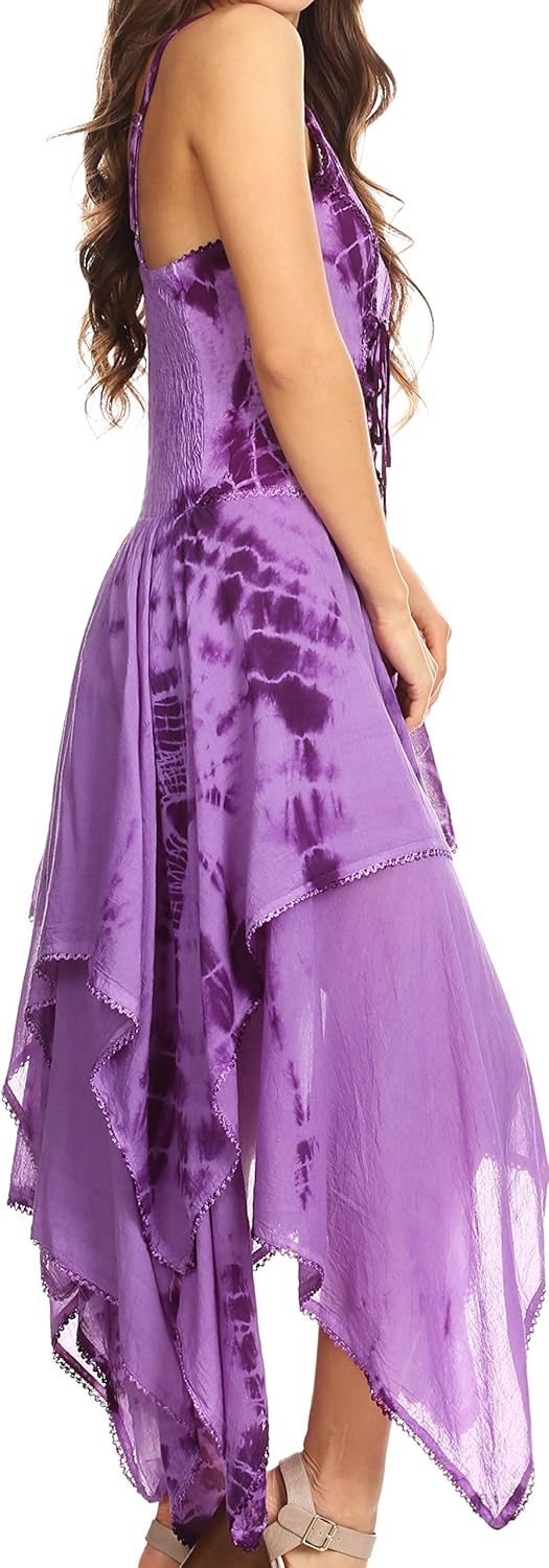 Sakkas 902 Annabella Korsett Bodice Taschentuch Hem Kleid - Lila - One Size Plus