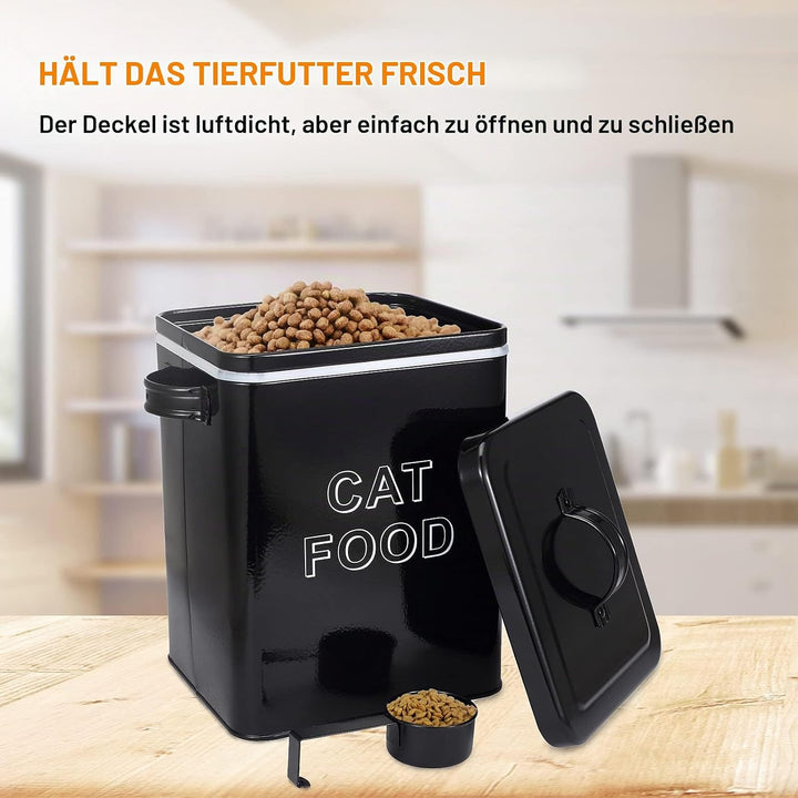 Pethiy Katzenfutter Katzenleckerli aufbewahrung Box, 6.5 Liter Metall Katzenfutter Box Aufbewahrungd