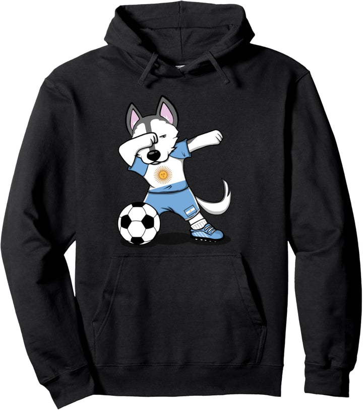 Dabbing Husky Argentinien Fussballfans Trikot Argentinien Pullover Hoodie