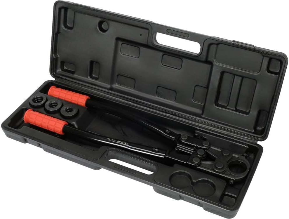 YATO Profi Rohrpresszange 4-teilig, für Verbundrohre PE RT PEX Al PEX PEX-AI-PEX Aluminium, 16-26 mm