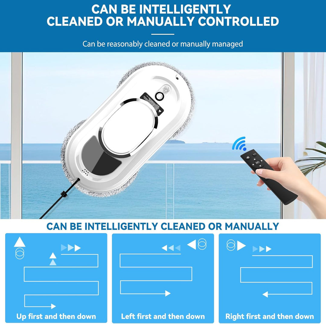 Fensterputzroboter, 5600Pa Elektrischer Fensterreiniger, Fensterroboter mit Fernbedienung und Kanten