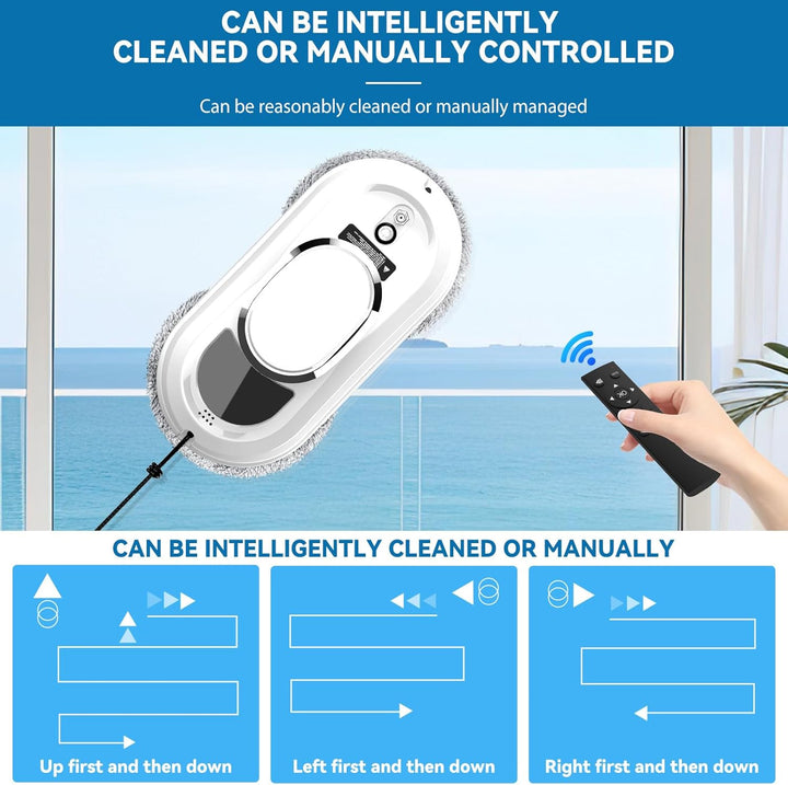 Fensterputzroboter, 5600Pa Elektrischer Fensterreiniger, Fensterroboter mit Fernbedienung und Kanten