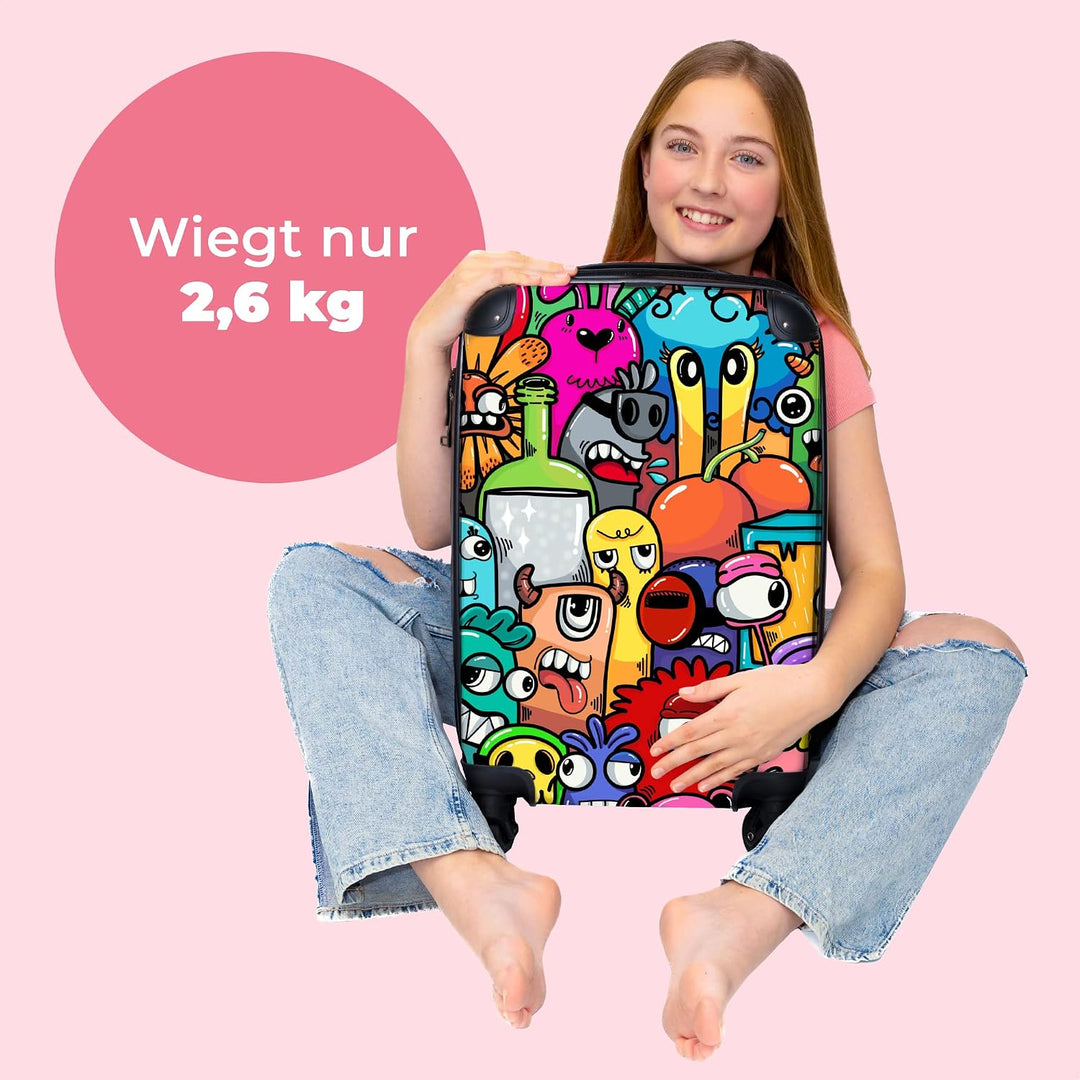 NoBoringSuitcases.com® Kinder Koffer Hartschalenkoffer Klein Rollkoffer Handgepäck Geschenk - Monste
