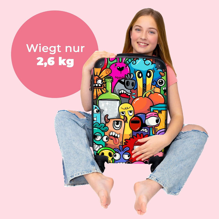 NoBoringSuitcases.com® Kinder Koffer Hartschalenkoffer Klein Rollkoffer Handgepäck Geschenk - Monste