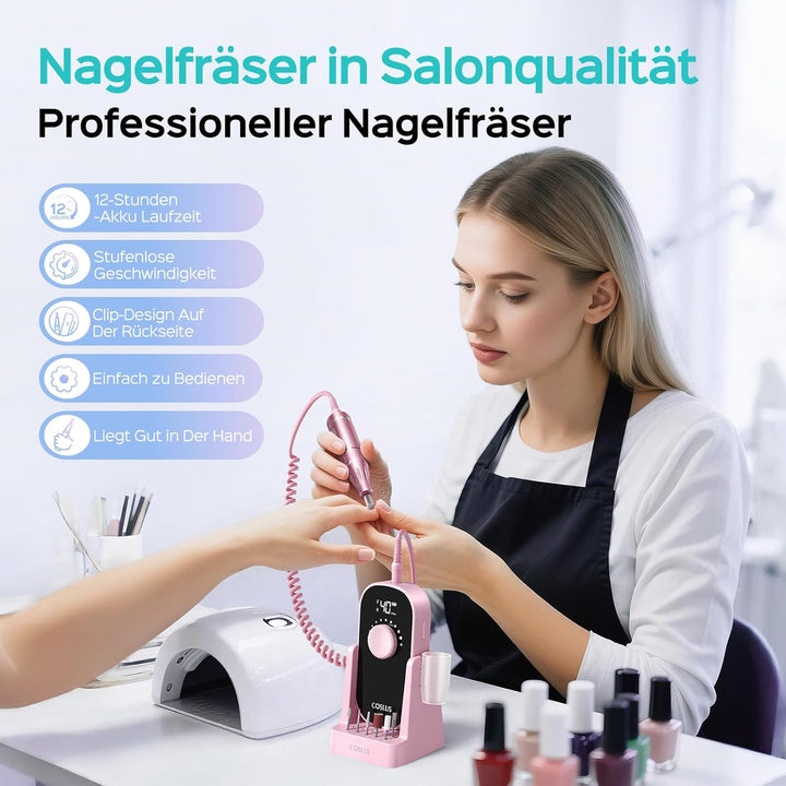 COSLUS Elektrische Nagelfräser 40000 U/min: 6-in-1 Professionell Nagelpflege Set für Gelnägel Acryln