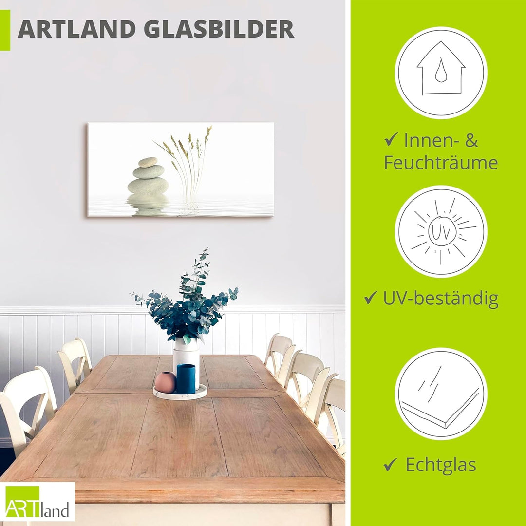 ARTland Glasbilder Wandbild Glas Bild einteilig 100x50 cm Querformat Asien Wellness Entspannung Spa