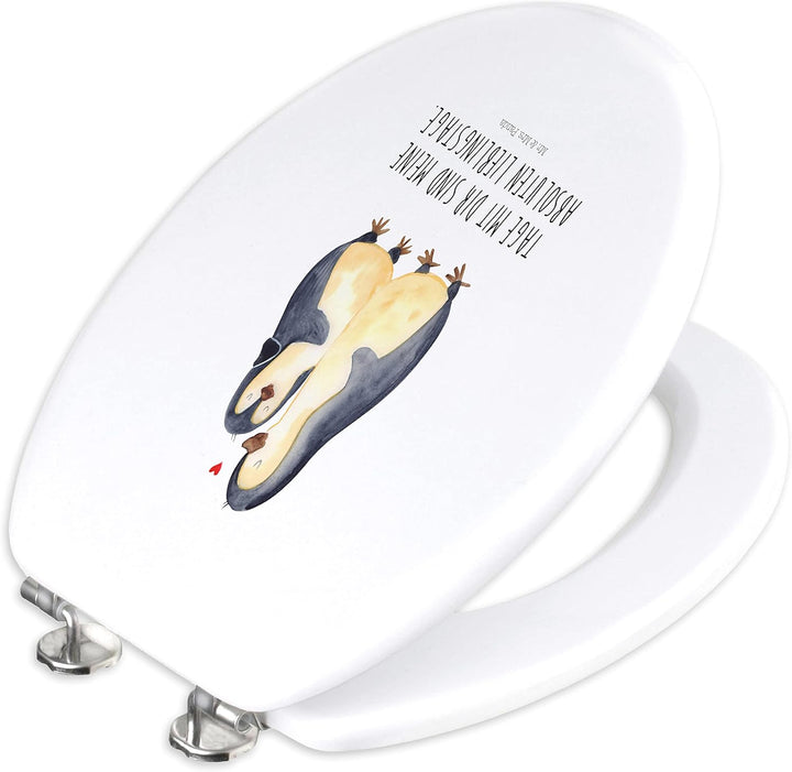 Mr. & Mrs. Panda Motiv WC Sitz Pinguin umarmend - Geschenk, Klobrille, Liebesbeweis, Seevogel, Toile