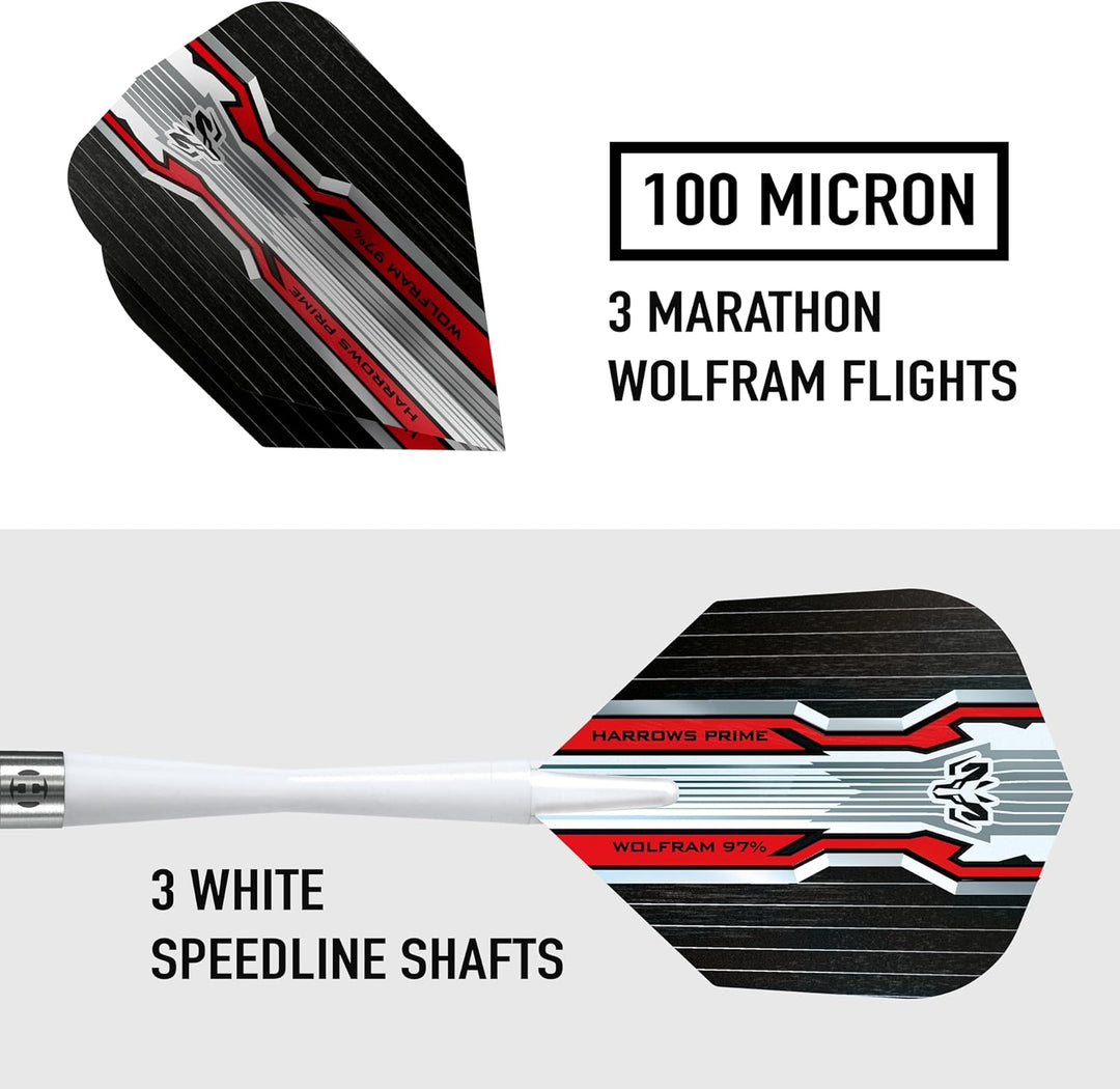 Harrows Wolfram 97% Tungsten Stahlspitzen Dart Set 21g, 22g, 23g, 24g, 25g & 26g - Inklusive Speedli