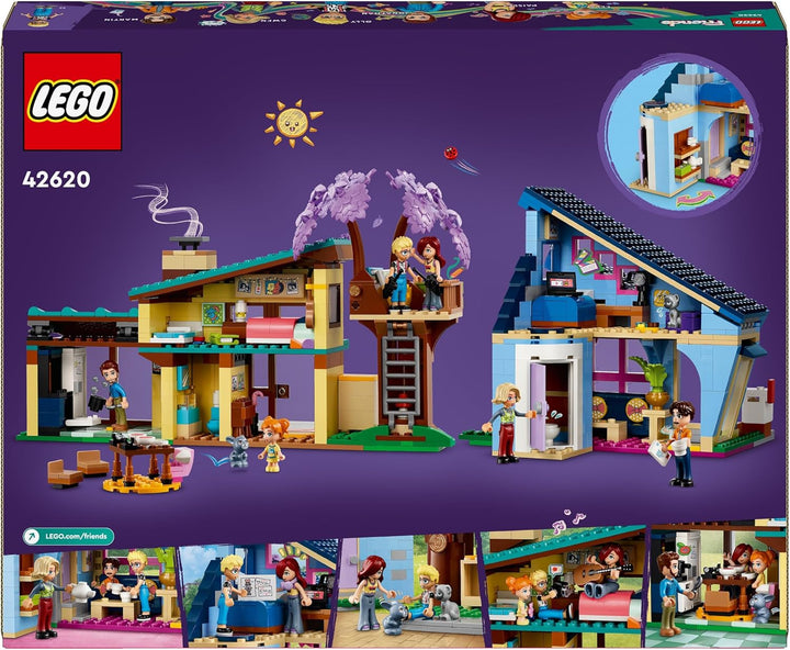 LEGO Friends Ollys und Paisleys Familien Haus, Puppenhaus mit Figuren und Zubehör, Set mit zweistöck