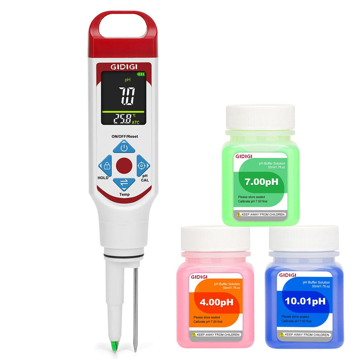 pH Messgerät für Lebensmittel zur Fermentation mit pH-Kalibrierungskits, Farbdisplay, Speerspitze, p