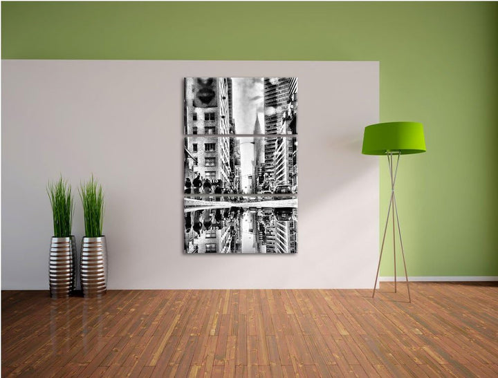 Pixxprint New York Times Square als Leinwandbild/Grösse: 3 Teilig (120x80) cm/Wandbild/Kunstdruck/fe