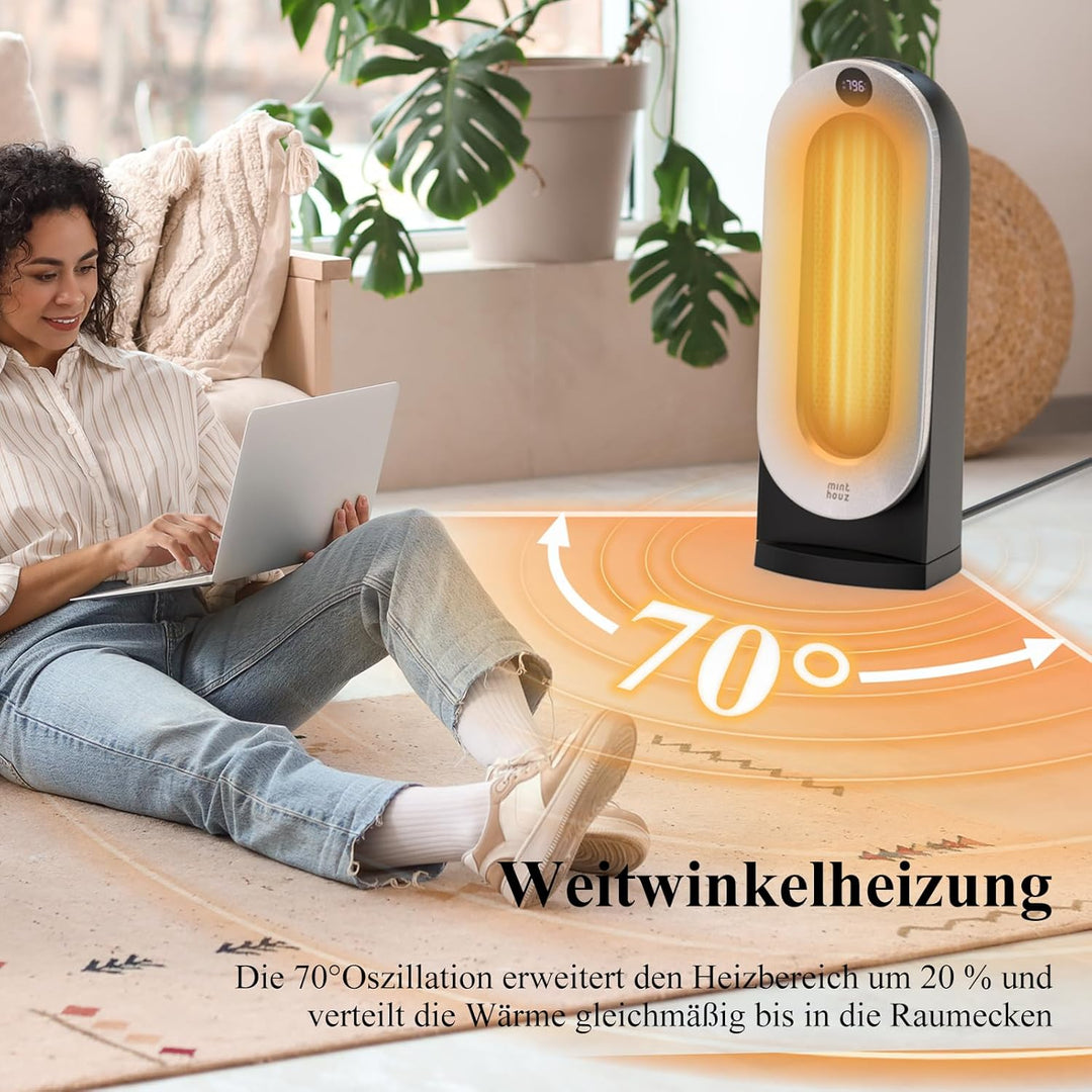 Minthouz Heizlüfter Energiesparend, 2000W Heizlüfter Leise, 3 Heizstufen für Zuhause mit ECO Modus,