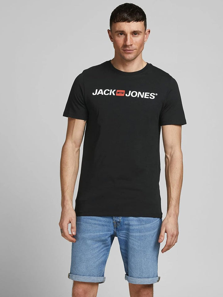 JACK & JONES Herren Shirts T-Shirts Logo Tee Crew Neck 3er Pack XS - Black / Black / Black, XS - Bla