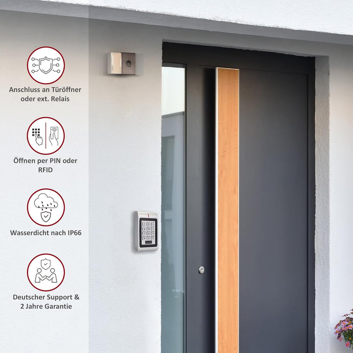 Gelikom SK1-W Wasserdichtes RFID und PIN Codeschloss Türöffner Transponder Passwort, Codeschloss