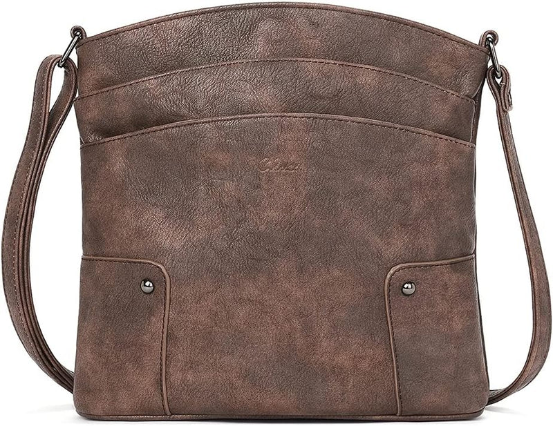 CLUCI Umhängetasche Damen Klein Crossbody Clutch Handytasche mit Geldbörse Kaffee, Kaffee