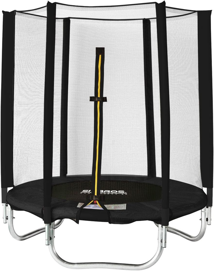 SixBros. SixJump 1,40 M Gartentrampolin versch. Farben Trampolin mit Sicherheitsnetz Schwarz, Schwar
