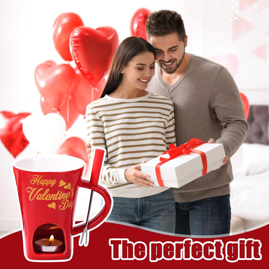 Schokoladen Fondue Becher Set, 200 ml Valentinstag Schokoladenfondue Becher, Schokofondue Tasse mit