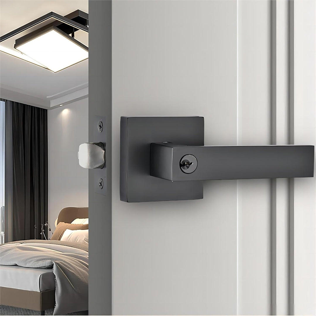Qrity Türschloss Aluminiumlegierung Drückergarnitur Türdrückerfür für Schlafzimmer, Garderobe, Staur