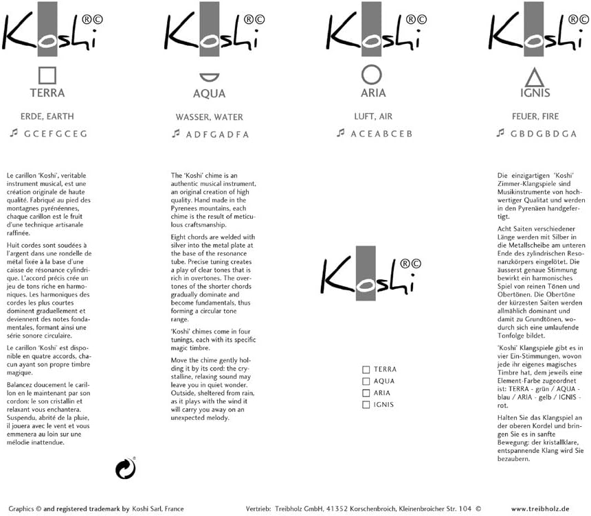 Koshi 4er-Set je 1x Koshi Aria,Aqua, Ignis und Terra in Geschenk-Tubes