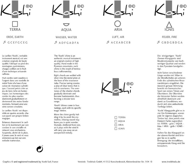 Koshi 4er-Set je 1x Koshi Aria,Aqua, Ignis und Terra in Geschenk-Tubes