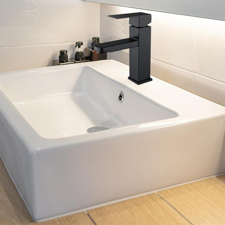 Wasserhahn Bad Schwarz Waschtischarmatur Hoch Badarmatur Waschbecken Armaturen Edelstahl Waschtischa