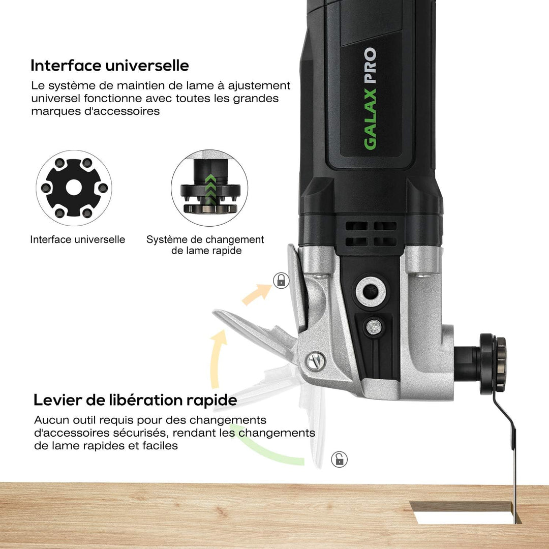 GALAX PRO Multifunktionswerkzeug, schwenkbar, 400 W, Multifunktionswerkzeug mit 6 Drehgeschwindigkei