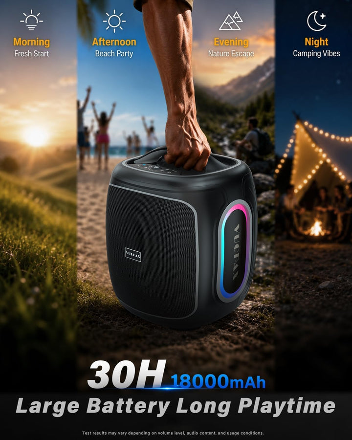 Bluetooth Lautsprecher Gross 120W, Tragbare Musikbox mit kraftvollem Sound, 6,5'' Woofer, Tiefbass &