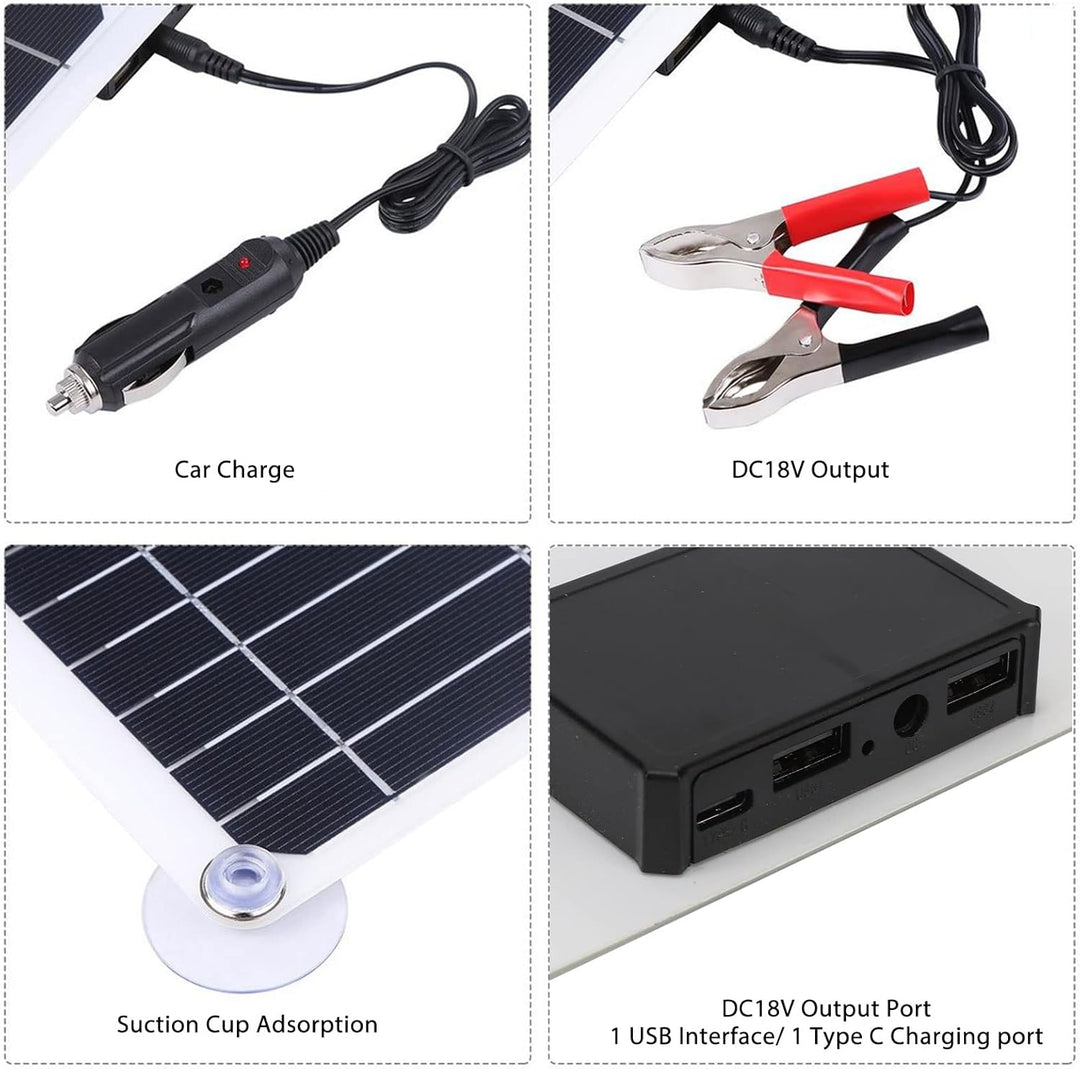 100 W 18 V Solarpanel-Set, Batterieladegerät, Tragbarer USB-Controller, Monokristallines Panel-Lades