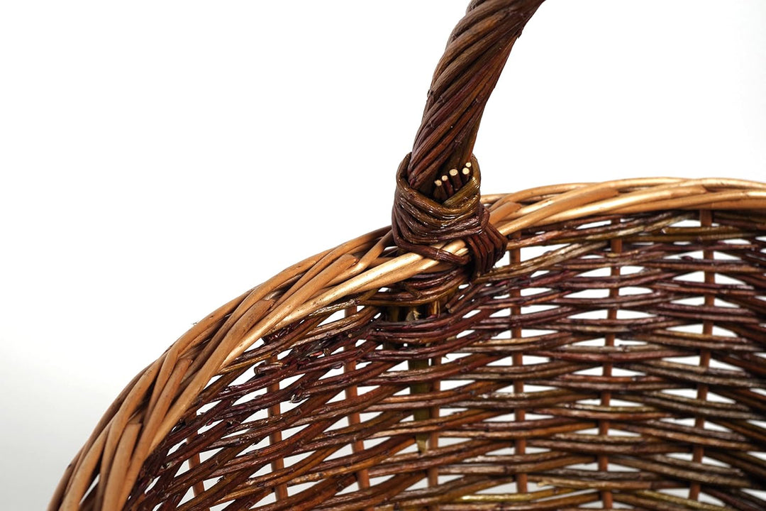 Kobolo Weidenkorb Einkaufskorb handgeflochten aus Weide mit Henkel 46x40x41 cm