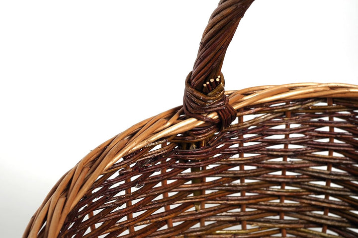 Kobolo Weidenkorb Einkaufskorb handgeflochten aus Weide mit Henkel 46x40x41 cm