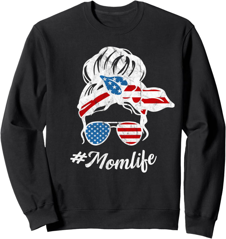 Vierter Juli Mom Leben unordentlichen Brötchen Frauen niedli Sweatshirt