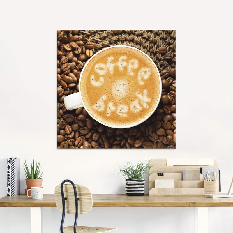 ARTland Glasbilder Wandbild Glas Bild einteilig 50x50 cm Quadratisch Kaffee Coffee Cafe Cappuccino G